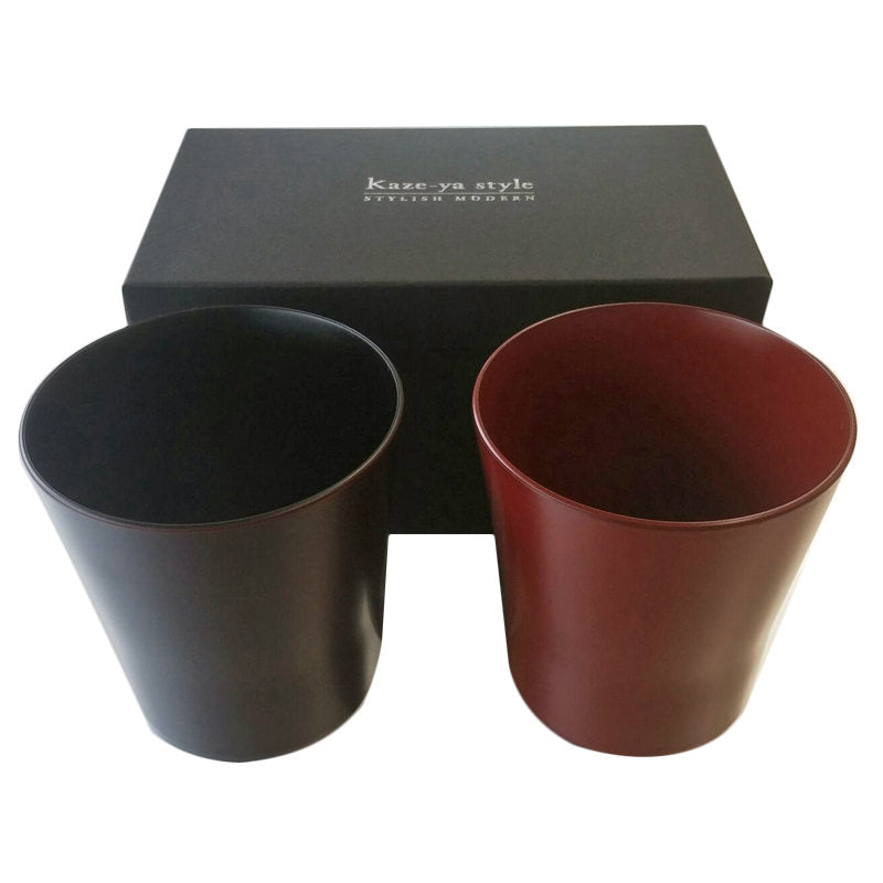 Kaze-ya style Hand-painted Lacquer Tumbler Cups (2pc set) [Direct from Japan]